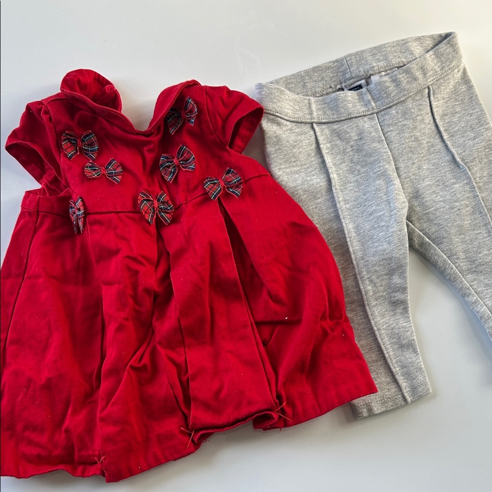 Janie and Jack Dress and Pants Christmas Red Plaid Baby Girl 3-6 Months